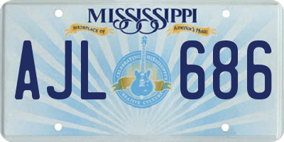 MS license plate AJL686
