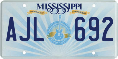 MS license plate AJL692