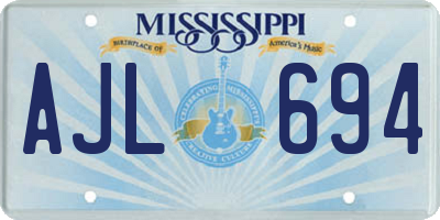 MS license plate AJL694