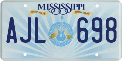 MS license plate AJL698