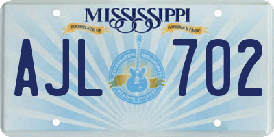 MS license plate AJL702