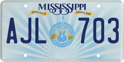 MS license plate AJL703