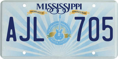 MS license plate AJL705