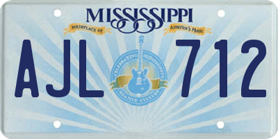 MS license plate AJL712