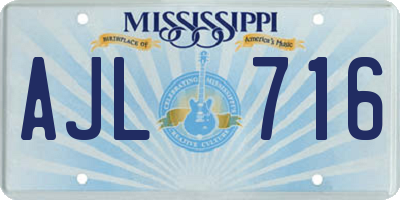 MS license plate AJL716