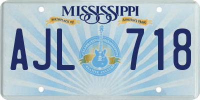 MS license plate AJL718