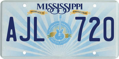 MS license plate AJL720
