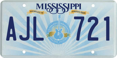 MS license plate AJL721