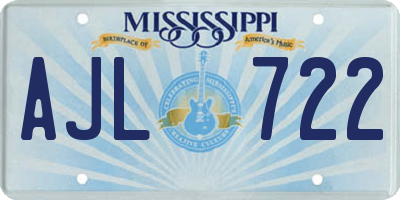 MS license plate AJL722