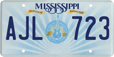 MS license plate AJL723