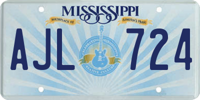 MS license plate AJL724
