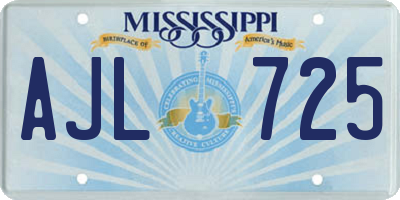 MS license plate AJL725