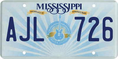 MS license plate AJL726