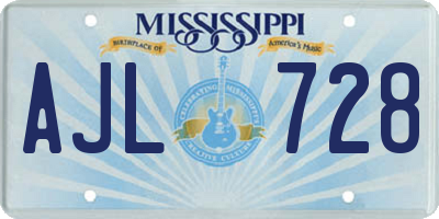 MS license plate AJL728