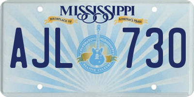 MS license plate AJL730