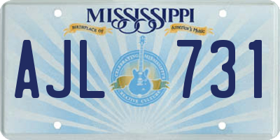 MS license plate AJL731