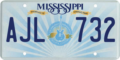 MS license plate AJL732