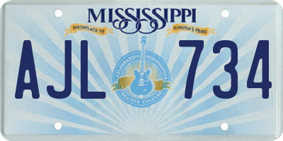 MS license plate AJL734