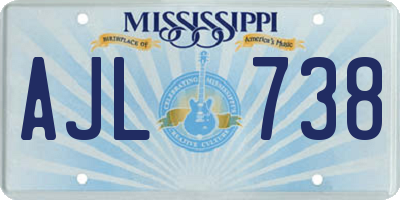 MS license plate AJL738