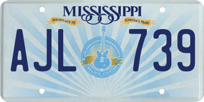 MS license plate AJL739