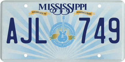 MS license plate AJL749