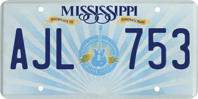 MS license plate AJL753