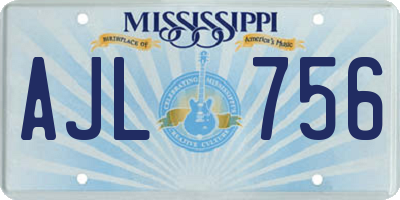 MS license plate AJL756