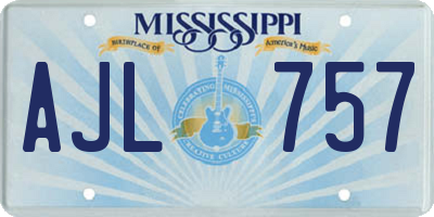 MS license plate AJL757