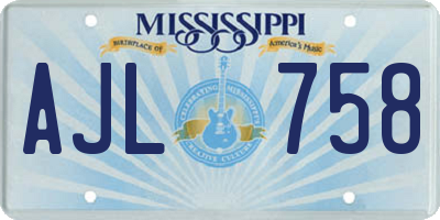 MS license plate AJL758