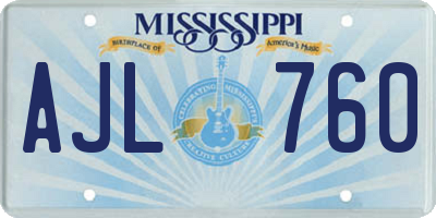 MS license plate AJL760