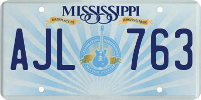 MS license plate AJL763