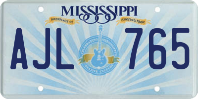MS license plate AJL765
