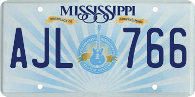 MS license plate AJL766