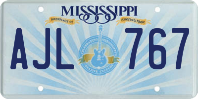 MS license plate AJL767