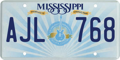 MS license plate AJL768