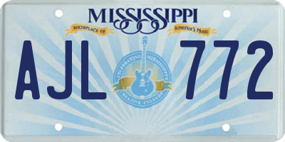 MS license plate AJL772