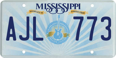 MS license plate AJL773