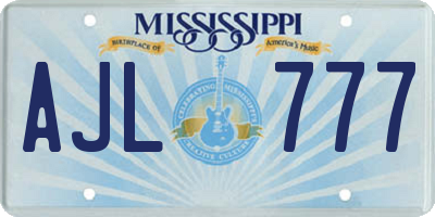 MS license plate AJL777