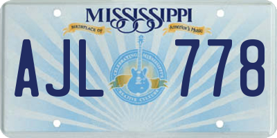 MS license plate AJL778