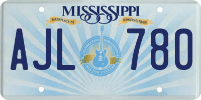 MS license plate AJL780