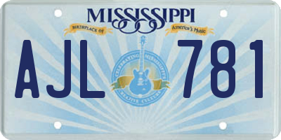 MS license plate AJL781