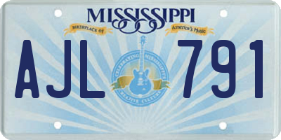 MS license plate AJL791