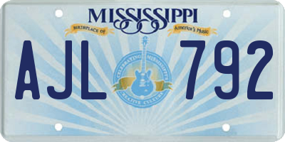 MS license plate AJL792