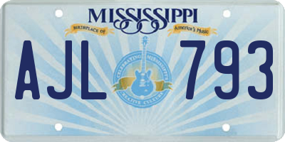 MS license plate AJL793