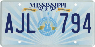 MS license plate AJL794