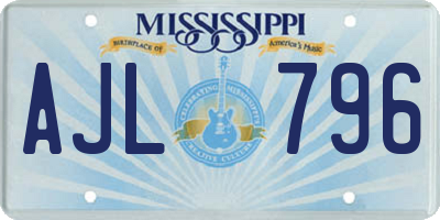 MS license plate AJL796