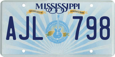 MS license plate AJL798