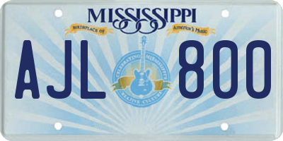 MS license plate AJL800