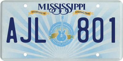 MS license plate AJL801