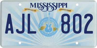 MS license plate AJL802